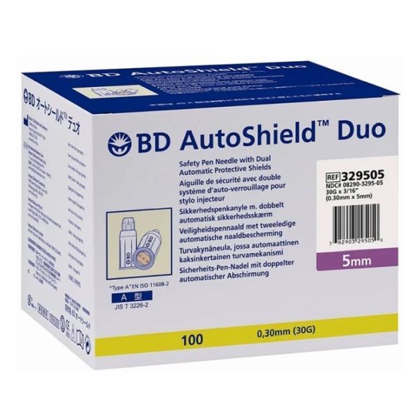 BD AutoShield Duo Safety Pen Needles 5mm 30G Box 100
