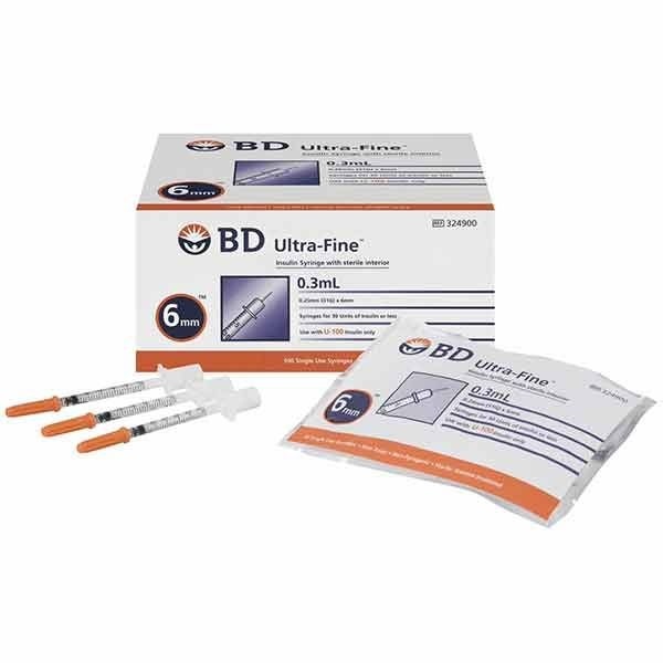 Ultra-Fine 0.3ml 31G 6mm Insulin Syringes Box 100