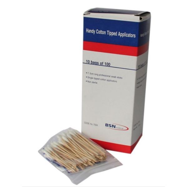 Cotton Tip Applicator Wooden 7.5cm Pk100