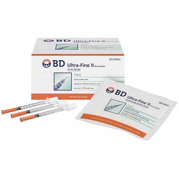 Ultra-Fine II 1ml 31G 8mm Insulin Syringes Box 100