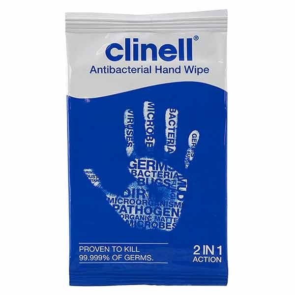 Clinell Antibacterial Hand Wipes Individual Sachets Box of 100