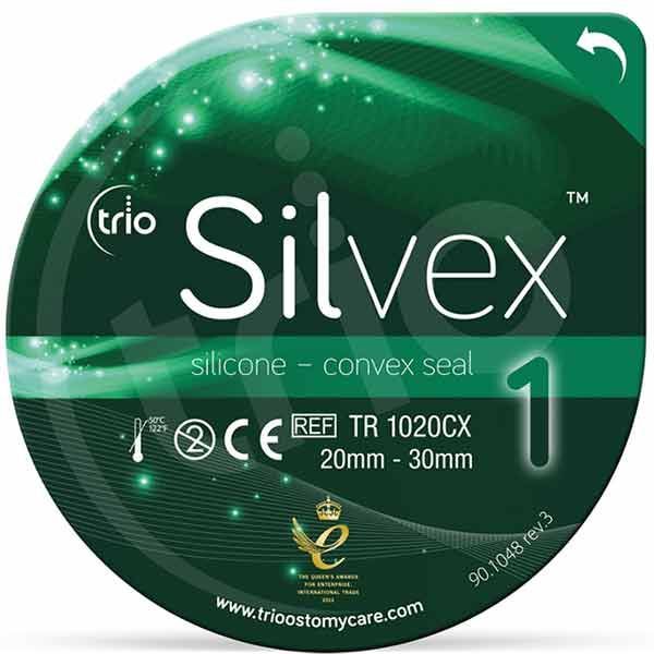 Trio Silvex Silicone Ostomy Convex Seal Size 1 20-30mm Box 10