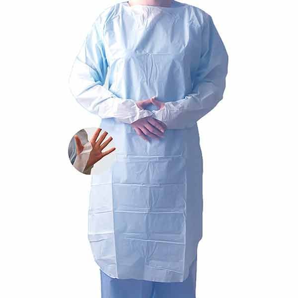Thumbs-Up impervious Film Gowns Blue Open Back Regular Pack of 15
