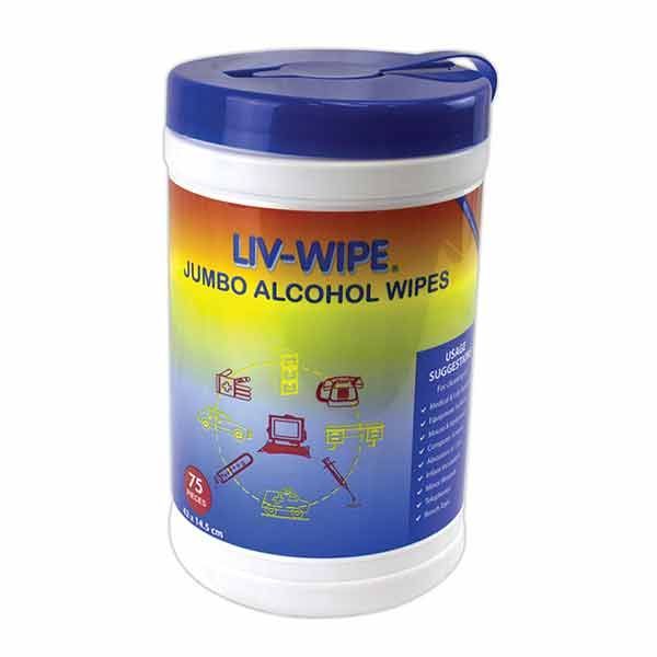 Livingstone Liv-Wipes Alcohol Wipes Jumbo 42x14.5cm Tub 75