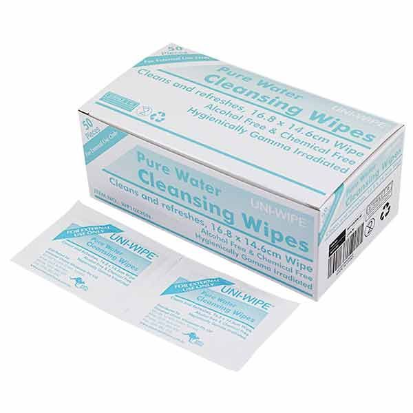 Sterile Water Wipe Sachet Box 50