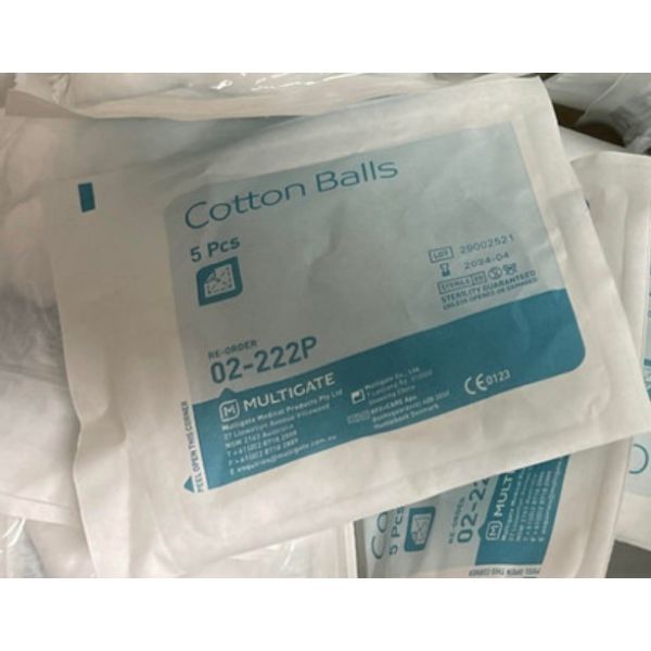 Multigate Cotton Wool Balls Sterile Pack 5