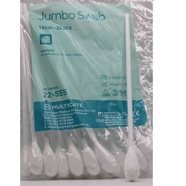 Jumbo Mouth And Throat Swab Non-Sterile 18cm Pk20