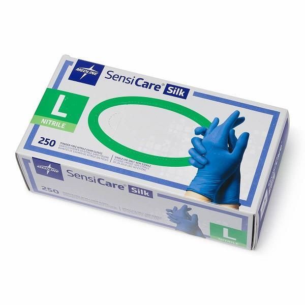 Sensicare Silk PF Nitrile Blue Gloves Large Box 250