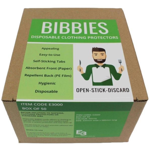 Bibbies Disposable Clothing Protectors 33x50cm White Box 50
