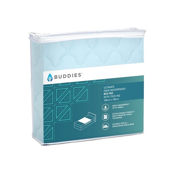 Buddies Ultimate Bed Pad 100x100cm With Tuckins 3500ml