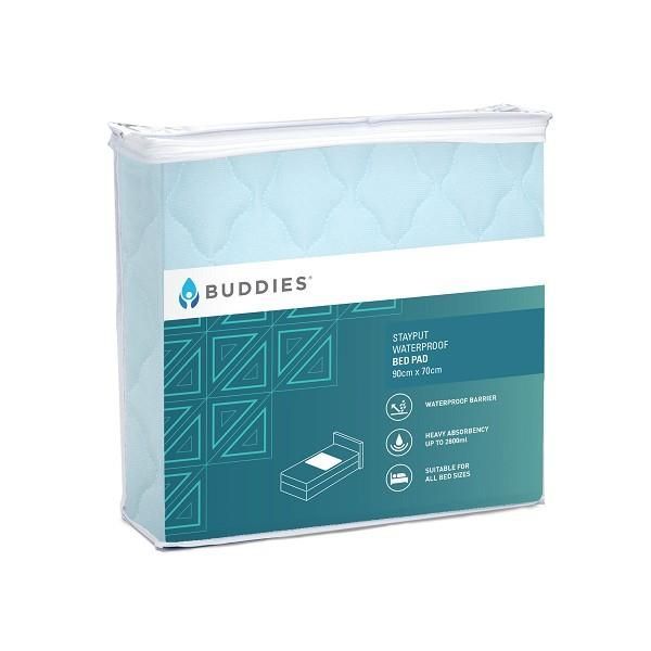 Buddies Bed Pad Stayput 90X70cm Non Slip Waterproof 2800ml