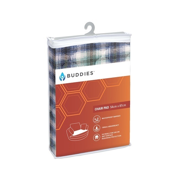 Buddies Chair Pad Tartan 87x54cm Non-Slip Waterproof 1500ml