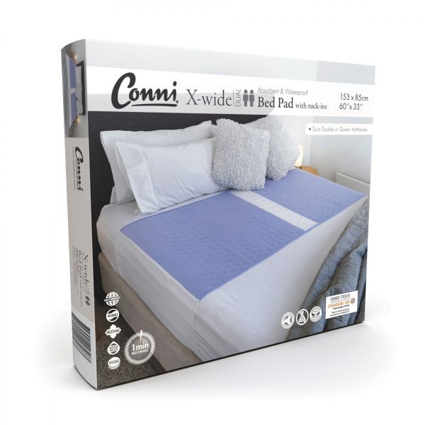 Conni Dual Extra Wide Waterproof Bed Pad with Tuckins 153x85cm Mauve