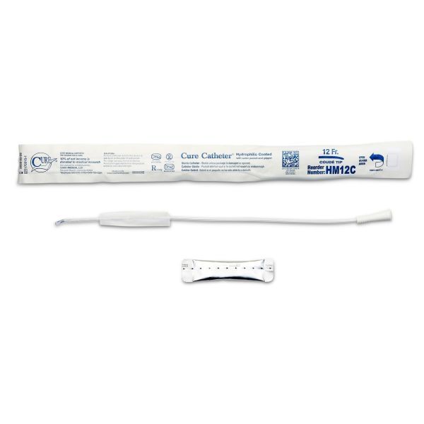 Cure Hydrophilic Catheter Coude Tip Male FG12 Box 30