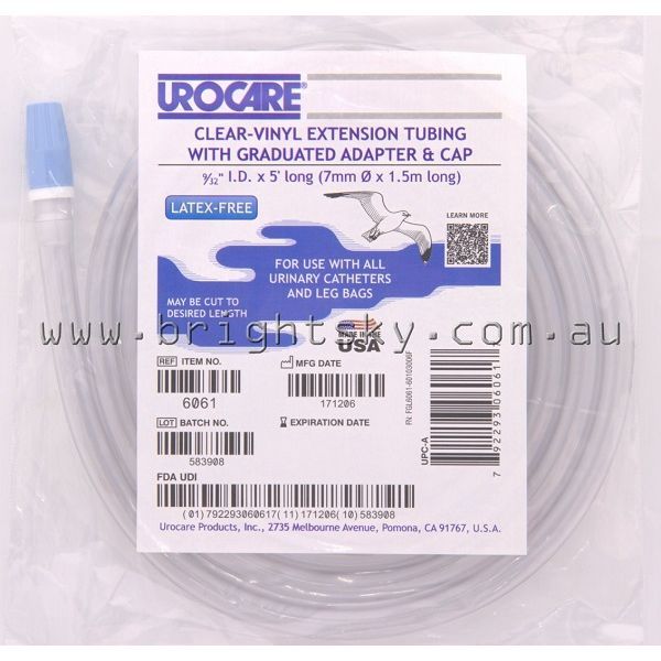 Urocare Non-Sterile Vinyl Extension Drain Bottle Tube 1.5m 7mm