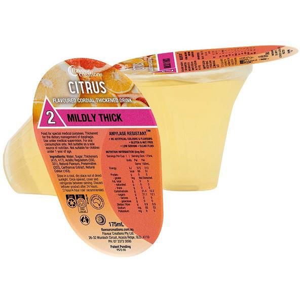 Flavour Creations Citrus Flavoured Cordial Drink 175mL Level 2 Mildly Thick