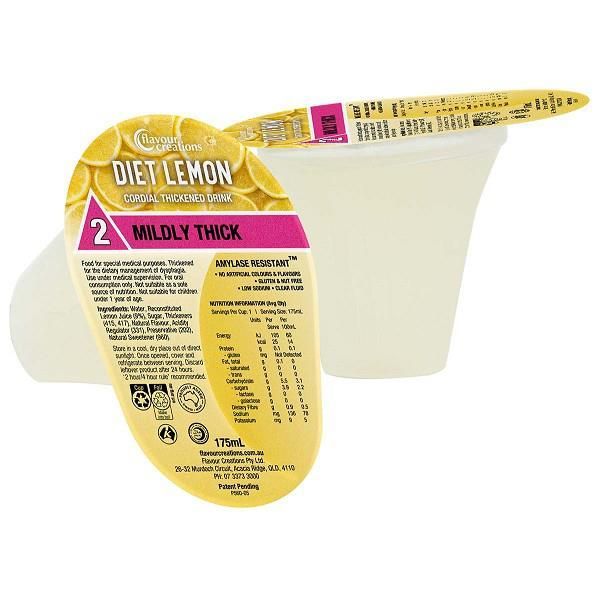 Flavour Creations Diet Lemon Cordial 175mL Level 2 Mildly Thick