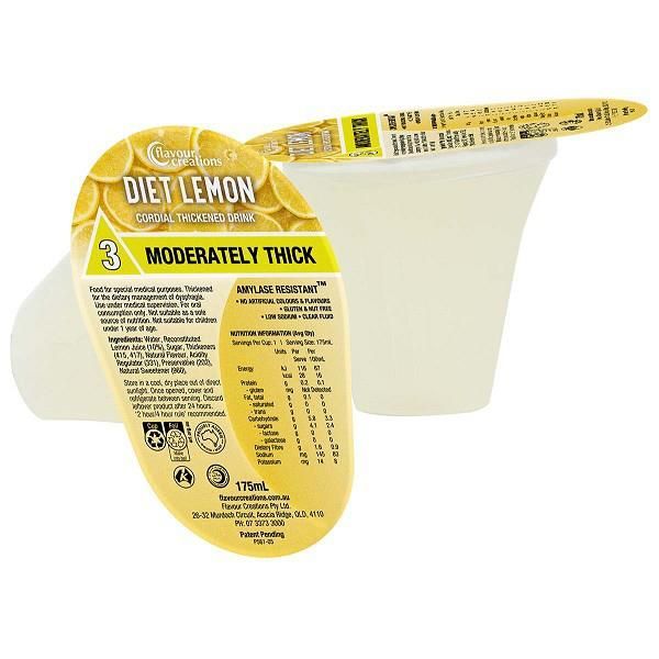 Flavour Creations Diet Lemon Cordial Drink 175mL Level 3 Moderately Thick