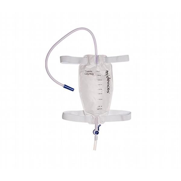 Mdevice Leg Bag 750ML Lever Tap Non Return Valve 50cm Long Tube Box 80