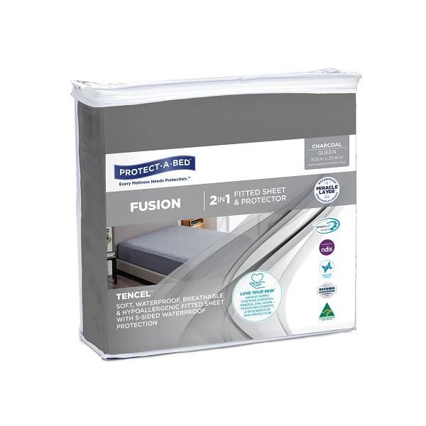 Protect-A-Bed fusion Fitted Charcoal Queen 152cmx204cm