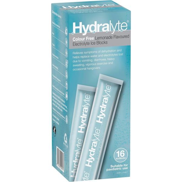 Hydralyte Colour Free Lemonade Ice Block Pk16