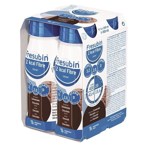 Fresubin 2kcal Fibre Drink Chocolate 200mL Easybottle Pack 4