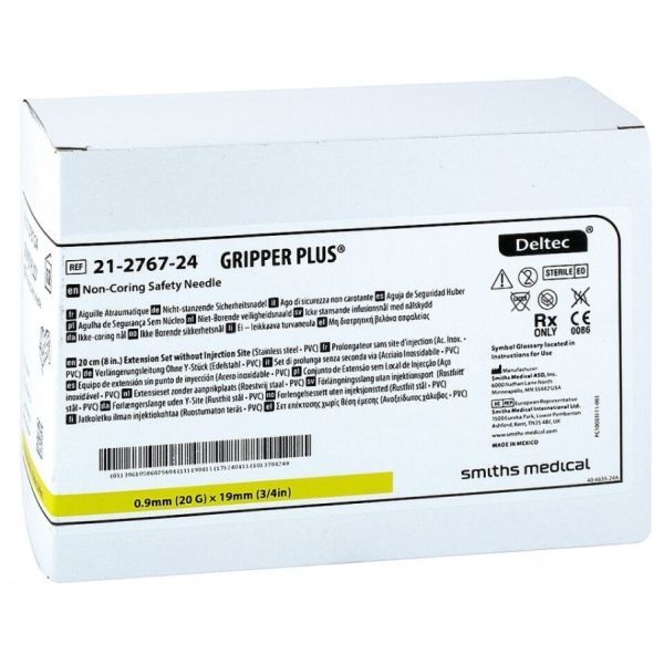 Gripper Safety Plus Huber Needle 20g X 19mm Box 12