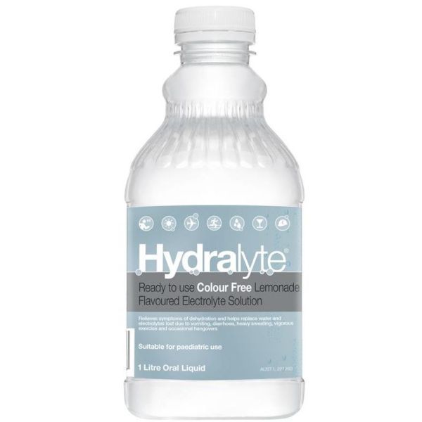 Hydralyte Solutions Colour Free Lemonade Flavoured 1L