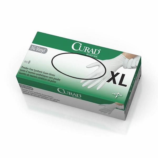 Curad 3G PF Vinyl Gloves Extra Large Box 90