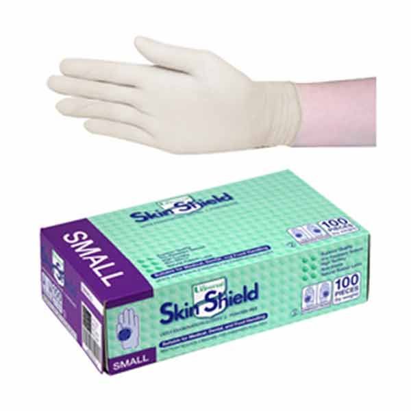 Universal Skin Shield Glove Latex powder free Small Box 100