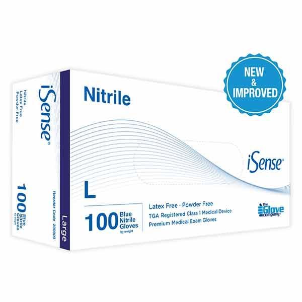 iSense Blue Nitrile Glove Small Box 100