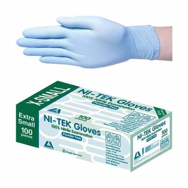 Ni-Tek(Nitrile) Glove powder free Standard Cuff Extra Small Pk100