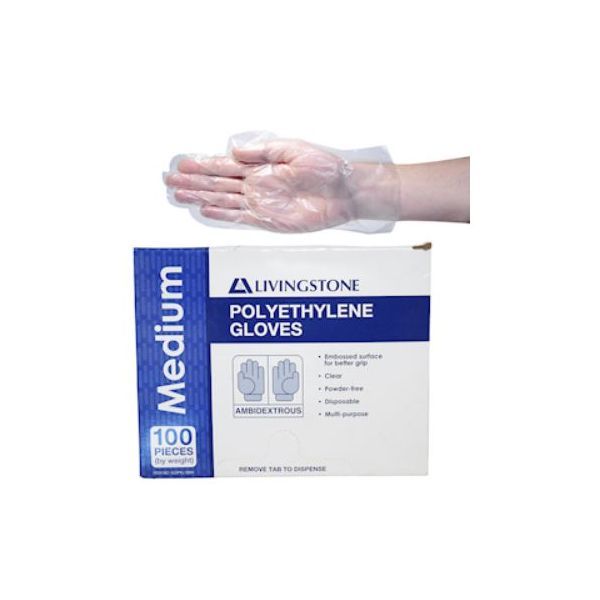 Livingstone Non Sterile Polyethylene Gloves Medium