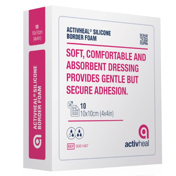 ActivHeal Foam Silicone Adhesive Border 12.5x12.5cm
