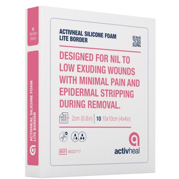 ActivHeal Foam Lite Silicone Adhesive Border 5x5cm