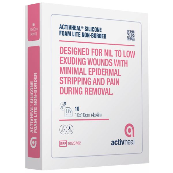 ActivHeal Foam Lite Silicone Adhesive Non-Border 10x10cm