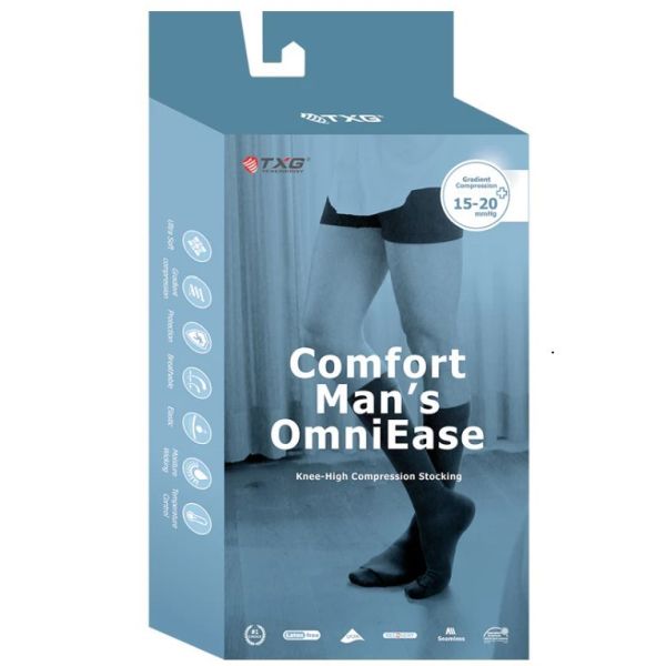 TXG Compression Stockings Gentlemans Comfort Omniease Large 15-20mmHG Black