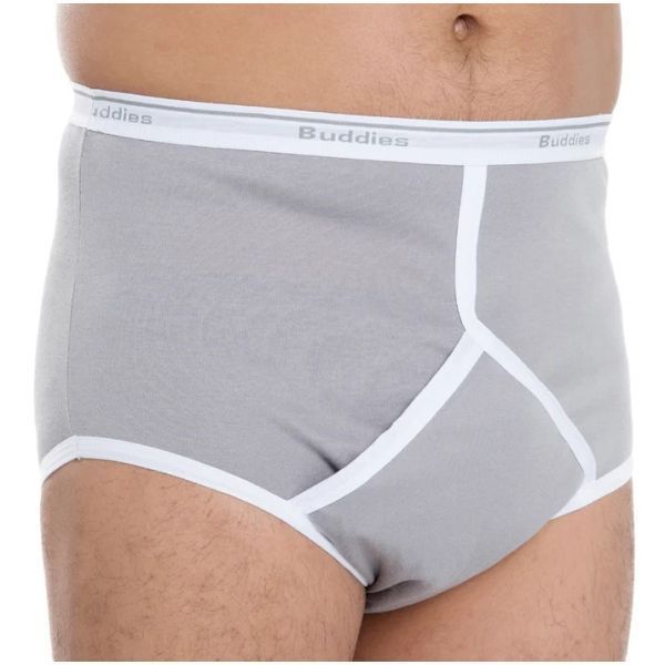Buddies Dignity Mens Brief Extra Large Y-Front 110cm Grey 450ml