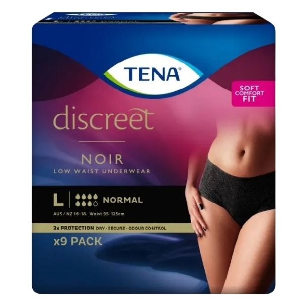 Tena Womens Discreet Pants Large Black Low Waist Carton 3 Packet 9