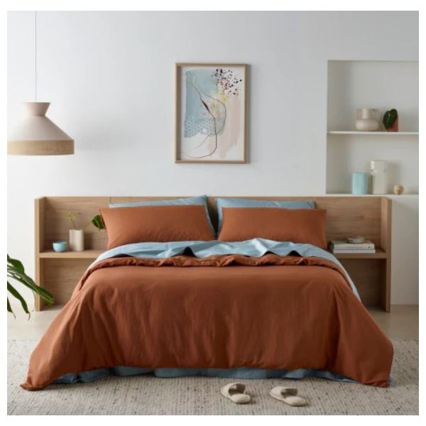 Staydry Quilt Cover Set Rust Single Bed