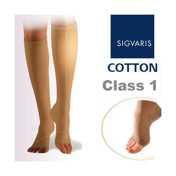 Sigvaris Cotton Calf Class 1 Open Toe  Medium  Normal Nature