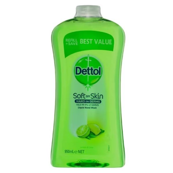 Dettol Antibacterial Liquid Hand Wash 950ml Refill Lemon And Lime