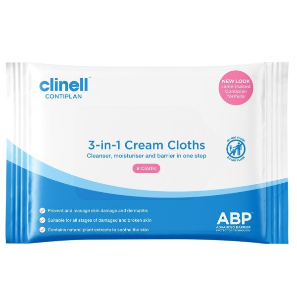Clinell ContiPlan 3 In 1 Cream Cloths Pack 8