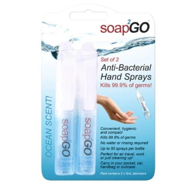 Soap2GO Anti-Bacterial Hand Sanitiser Spray 5mL 2 Pack