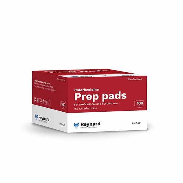 Reynard Chlorhexidine Prep Pads 4.5x8.5cm Box 100