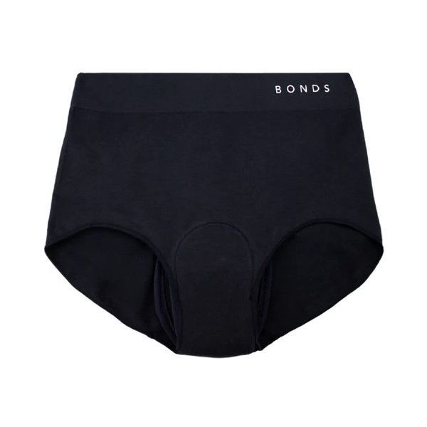 Womens Bonds Comfytails Brief with Pad Size 18 Black 100ml