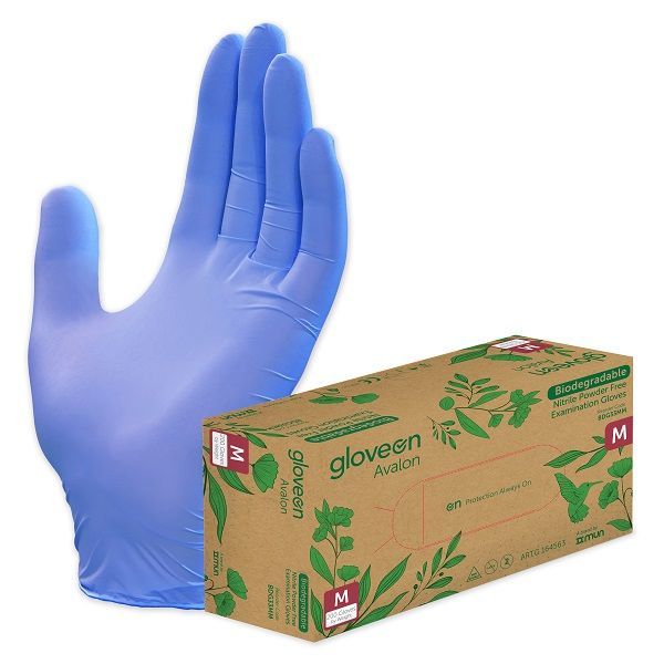 GloveOn Avalon Biodegradable Nitrile powder free Standard Cuff Medium Box 200